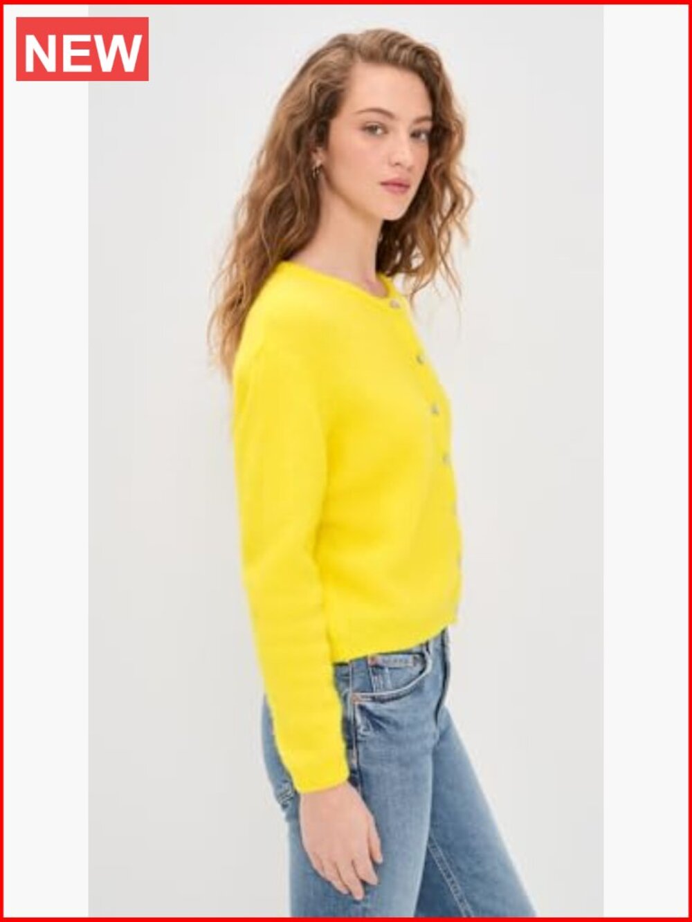 Mid-Weight Alpaca Wool Blend Knit Cardigan with Pearlescent Buttons - Picture 5 of 6